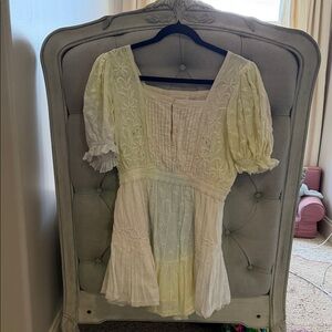 LoveShackFancy Cream and Yellow Blouse